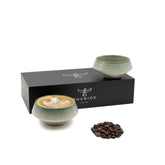 Barista Tassen Set - 2 x 180 ml Cappuccino Tassen aus Steingut Grün